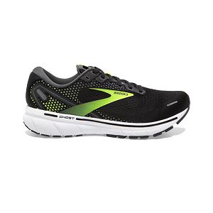 Brooks Ghost 14 Road Running Shoes - Mens, Black/Yellow/White | IE-JKX389607